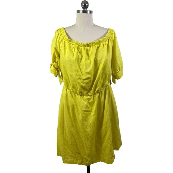 chinese dress ladies Linen-Blend Midi Dress  New York & Company